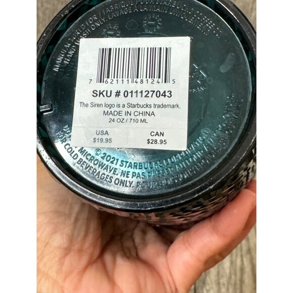 Starbucks Holiday 2021 Emerald Green Jeweled Venti 24oz Cold Cup Tumbler w Straw - Picture 7 of 8